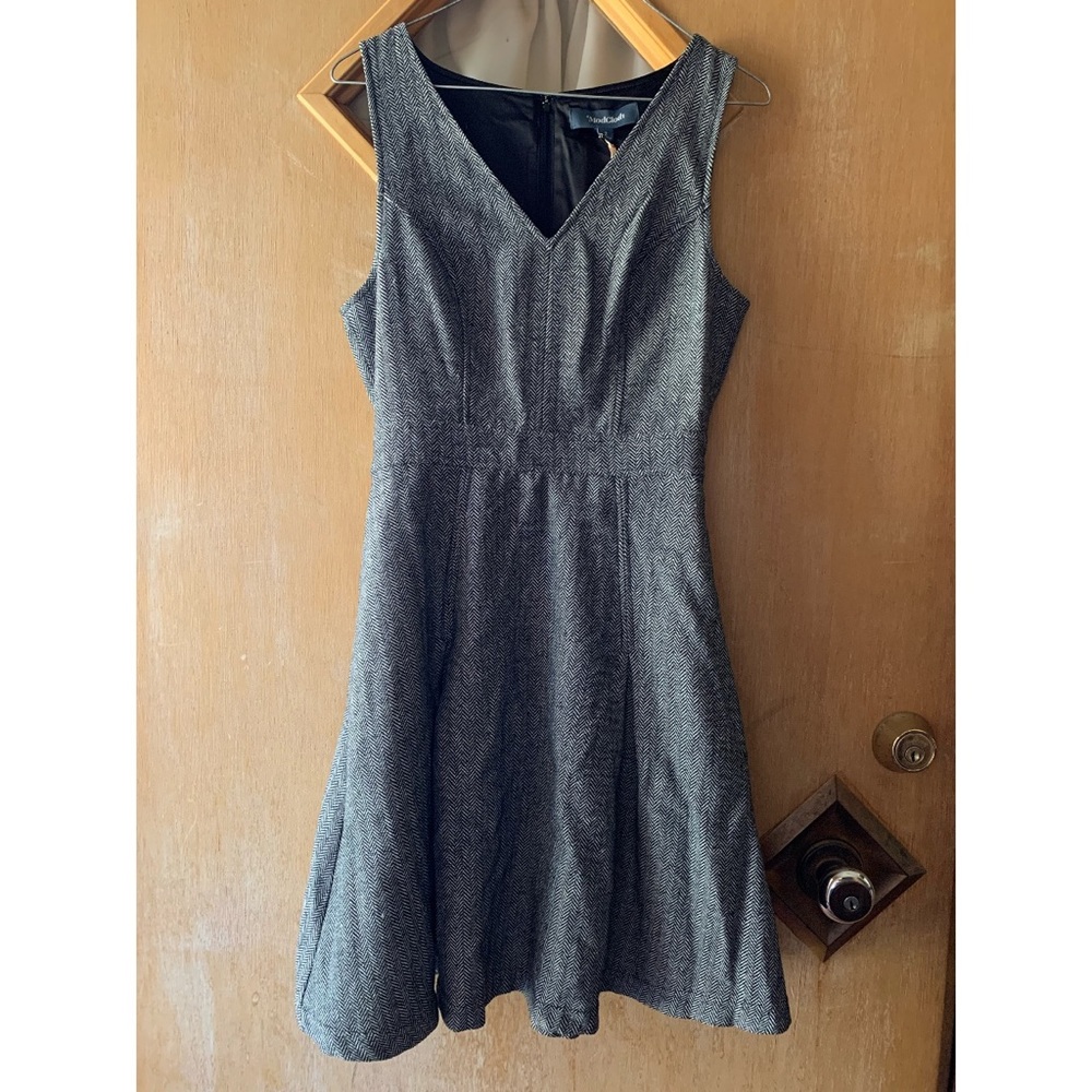 tweed herringbone dark academia fit & flare vintage dress